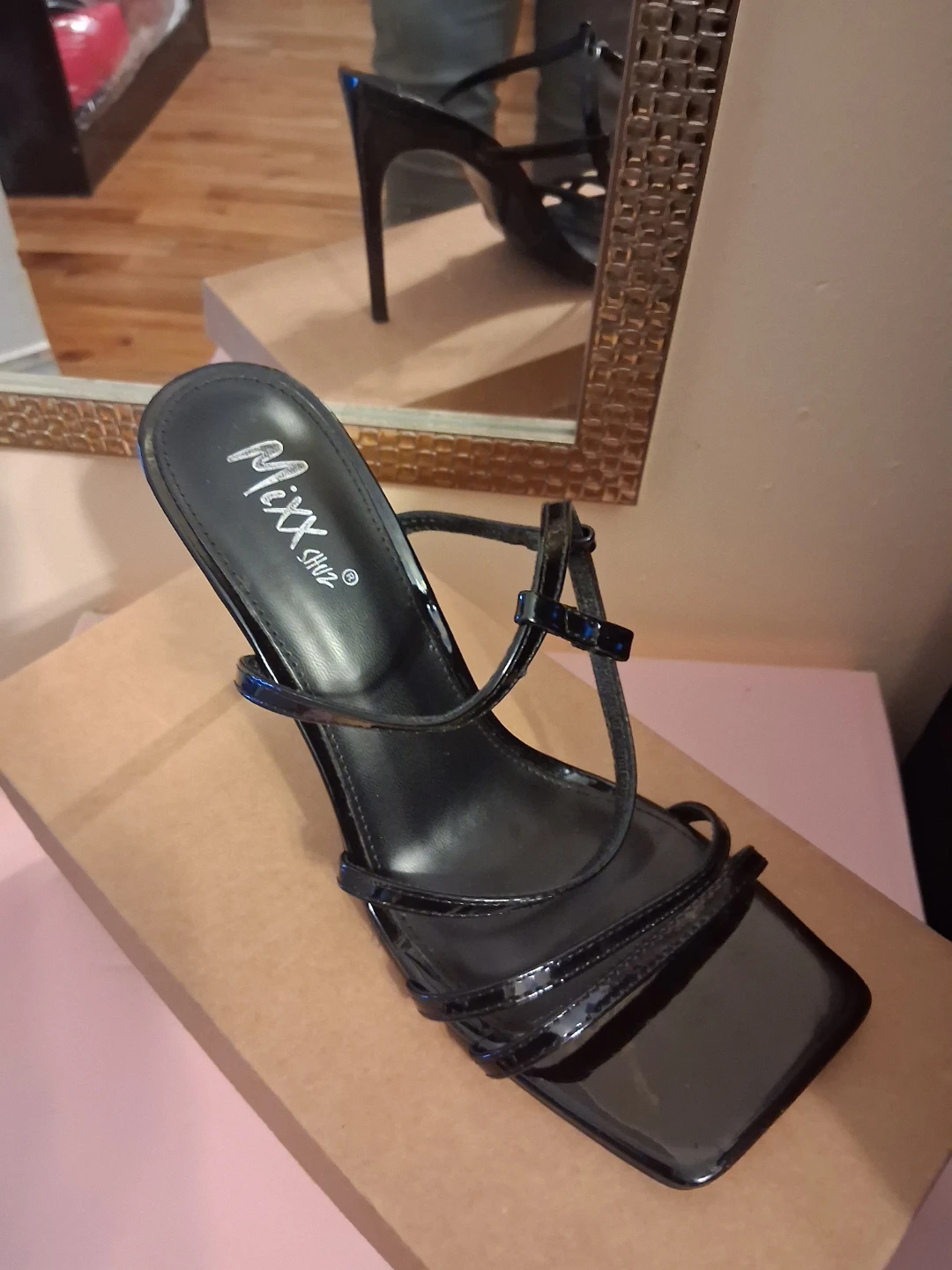Mixx Shuz Black Patent Strappy High Heel Sandals - photo 2