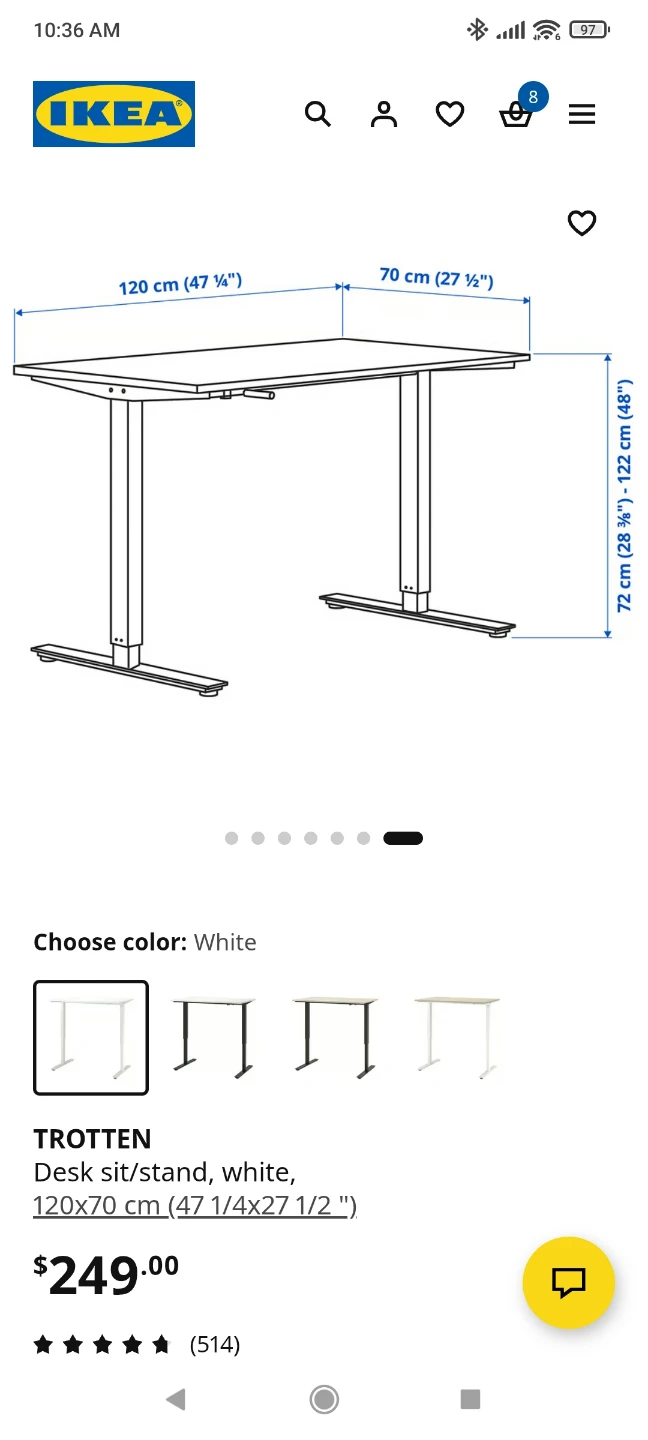 IKEA TROTTEN Sit/Stand Desk White 120x70 cm - photo 3
