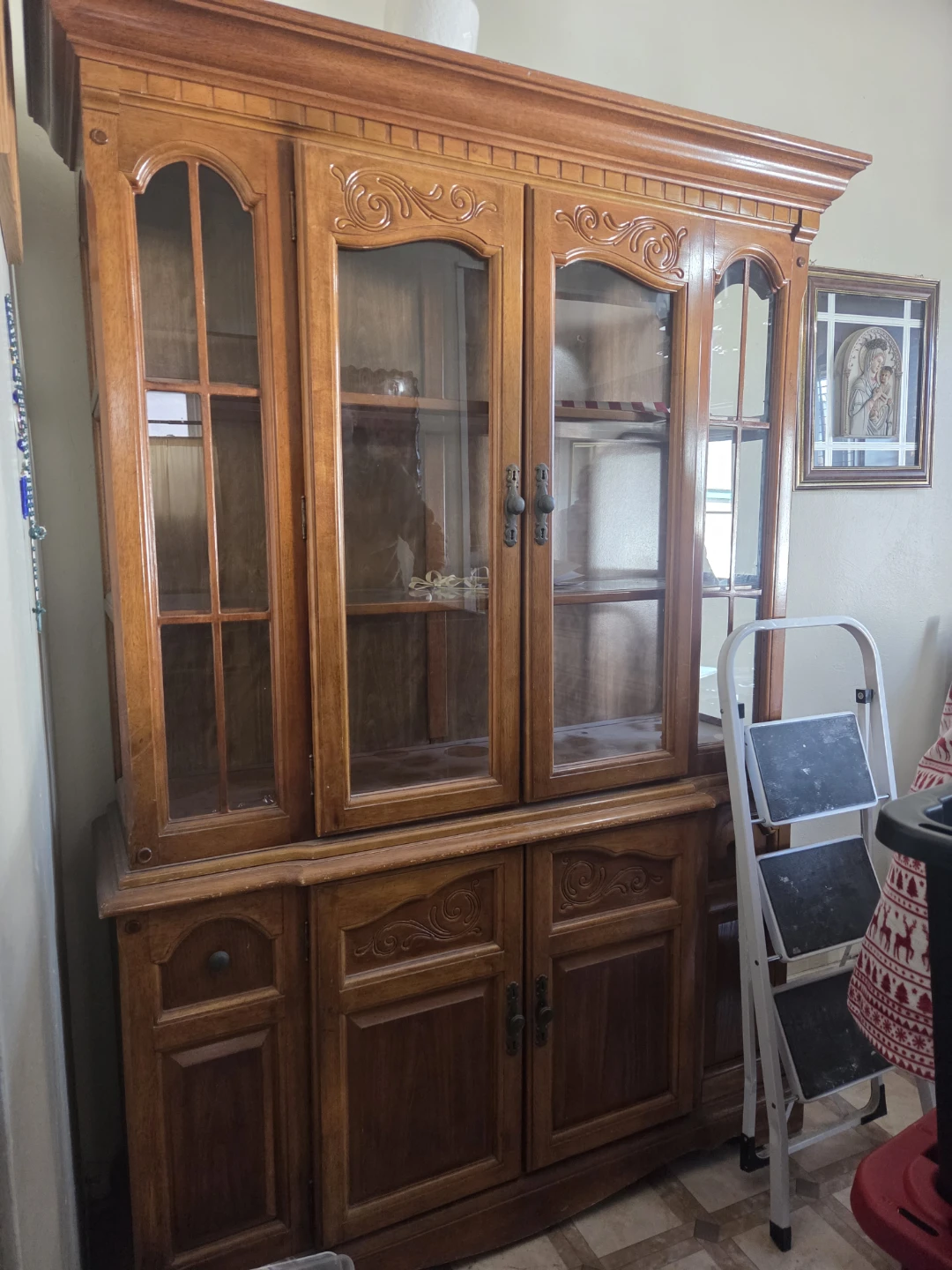 Wooden China Cabinet with Glass Doors