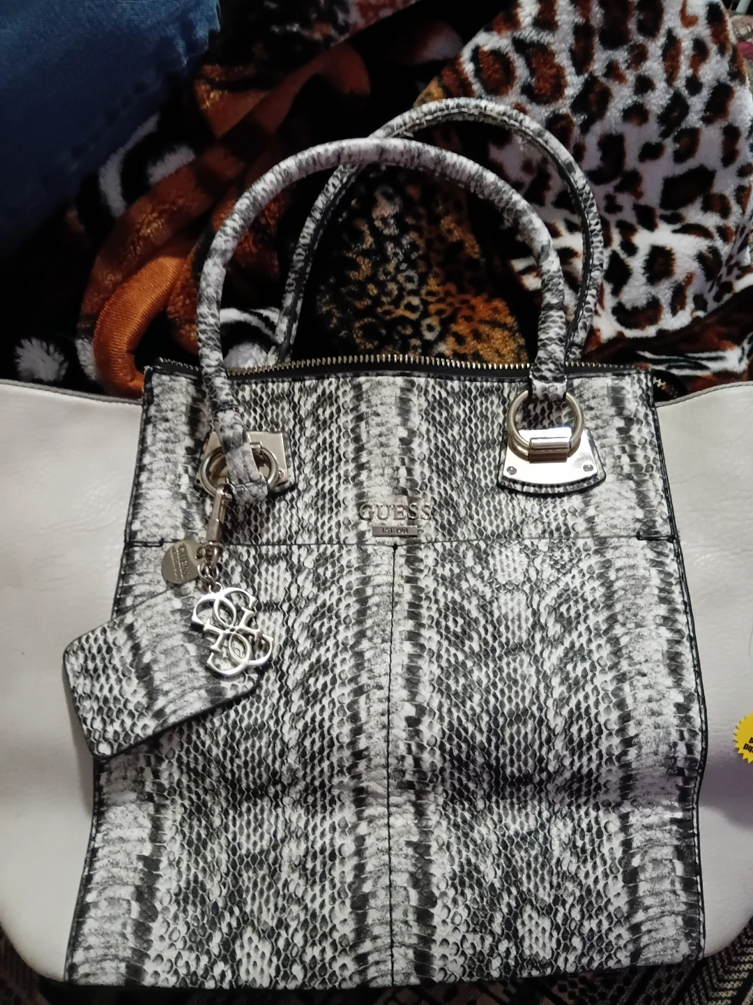 Guess Snakeskin Print Tote Bag
