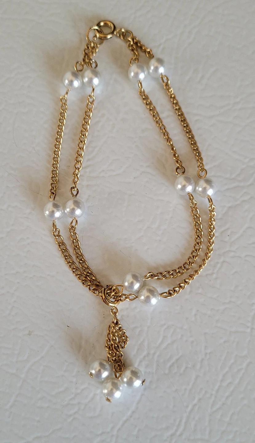 ♥️Fashion Faux Pearl Goldtone Vintage Bracelet