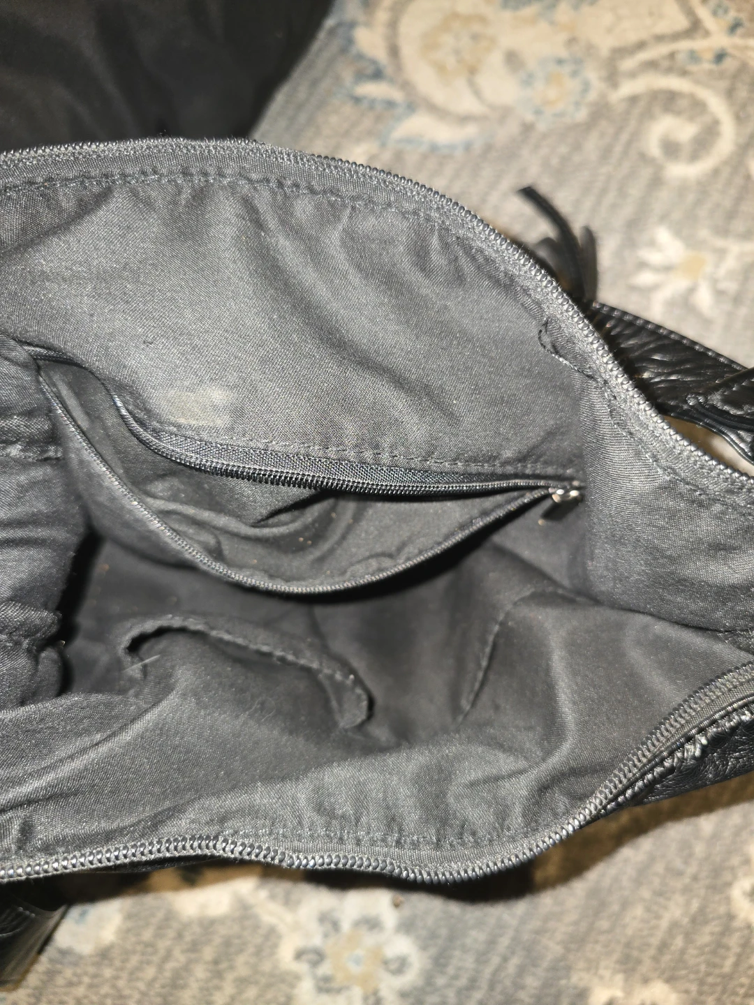 Black Faux Leather Shoulder Bag