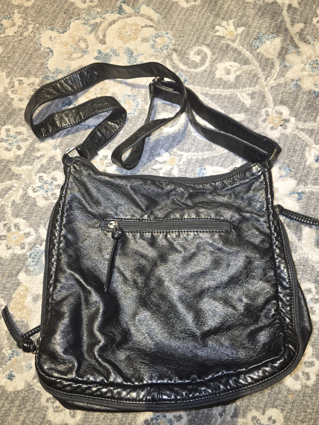 Black Faux Leather Shoulder Bag - photo 2