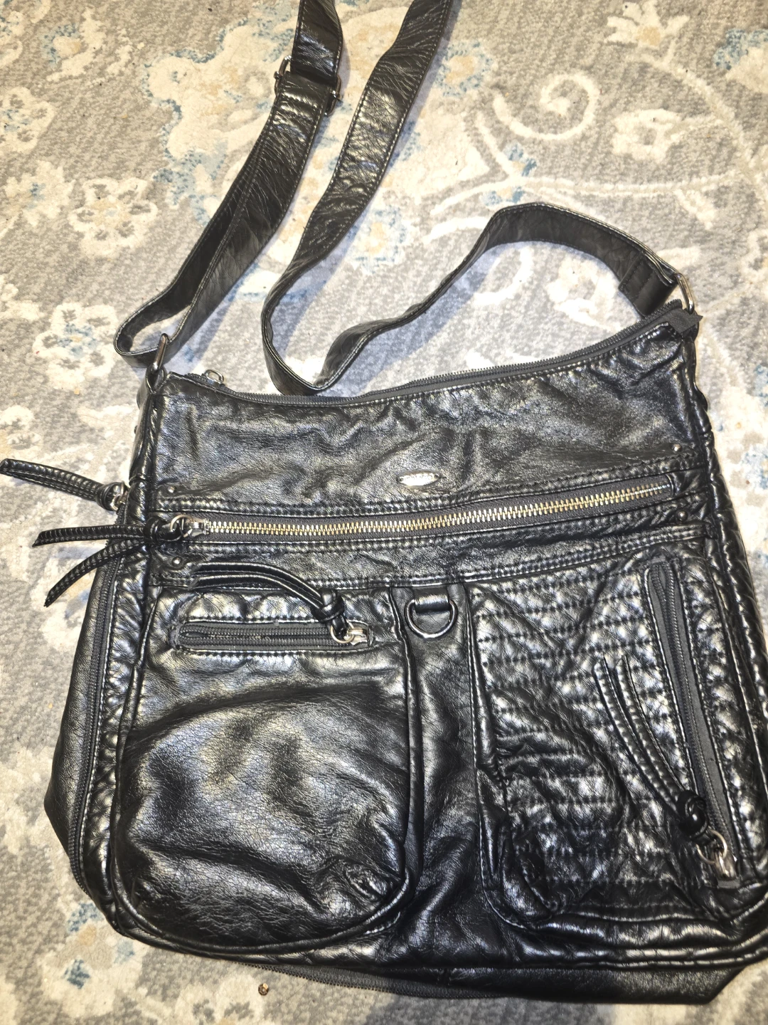 Black Faux Leather Shoulder Bag - photo 3