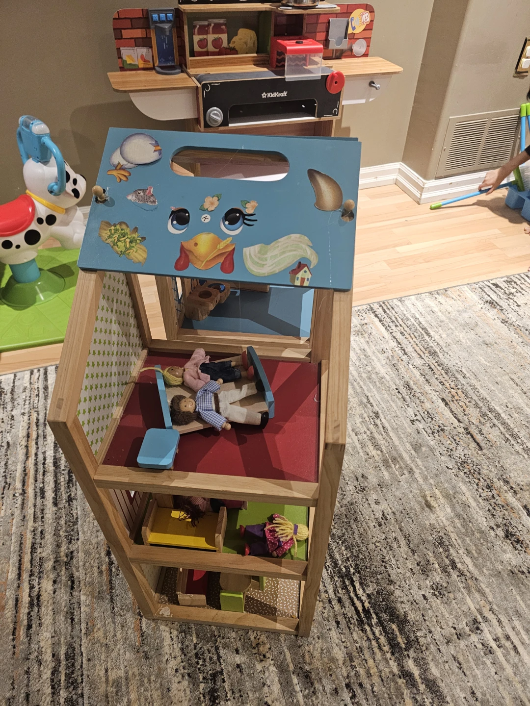 Wooden Dollhouse with Furniture and Dolls - photo 2