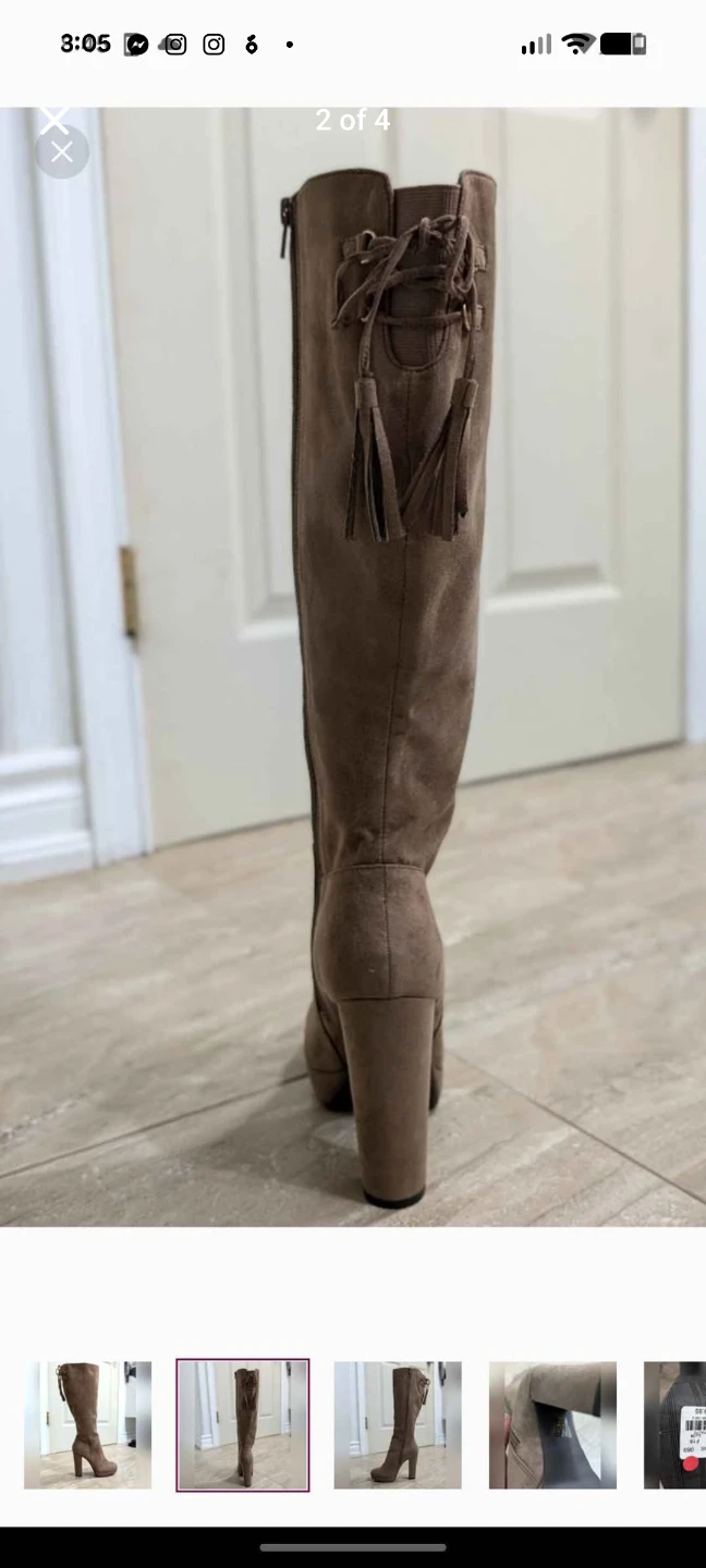 Taupe Suede Lace-Up Knee-High Boots - Size EUR 38 - photo 2
