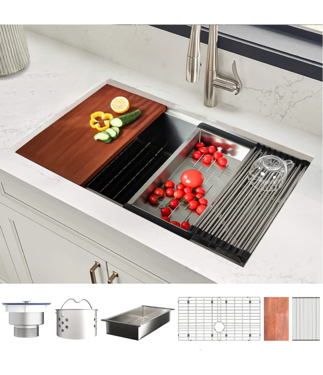 Stainless Steel Undermount Kitchen Sink with Accessories