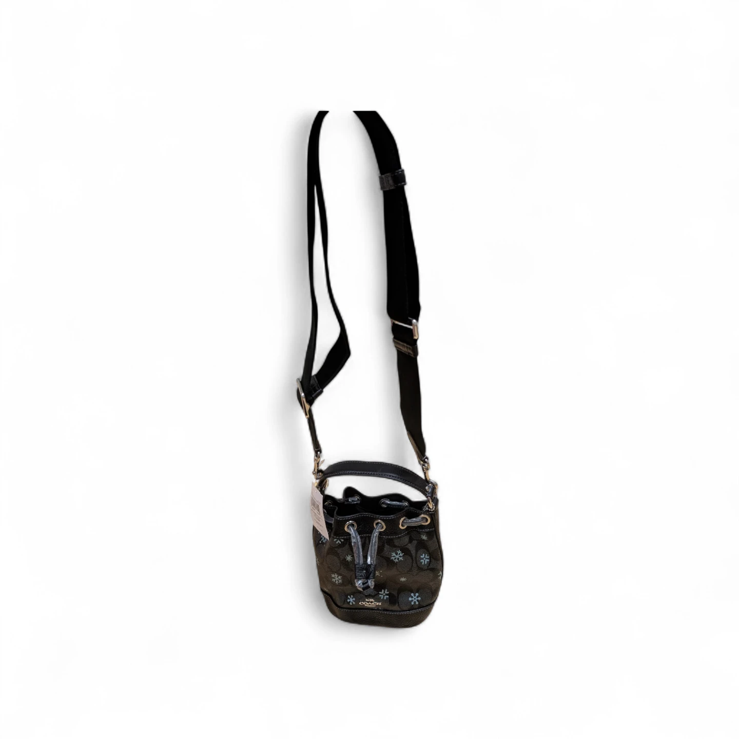 🌑 NEW 🔵 Coach Black Signature Snowflake Mini Bucket Bag - photo 3
