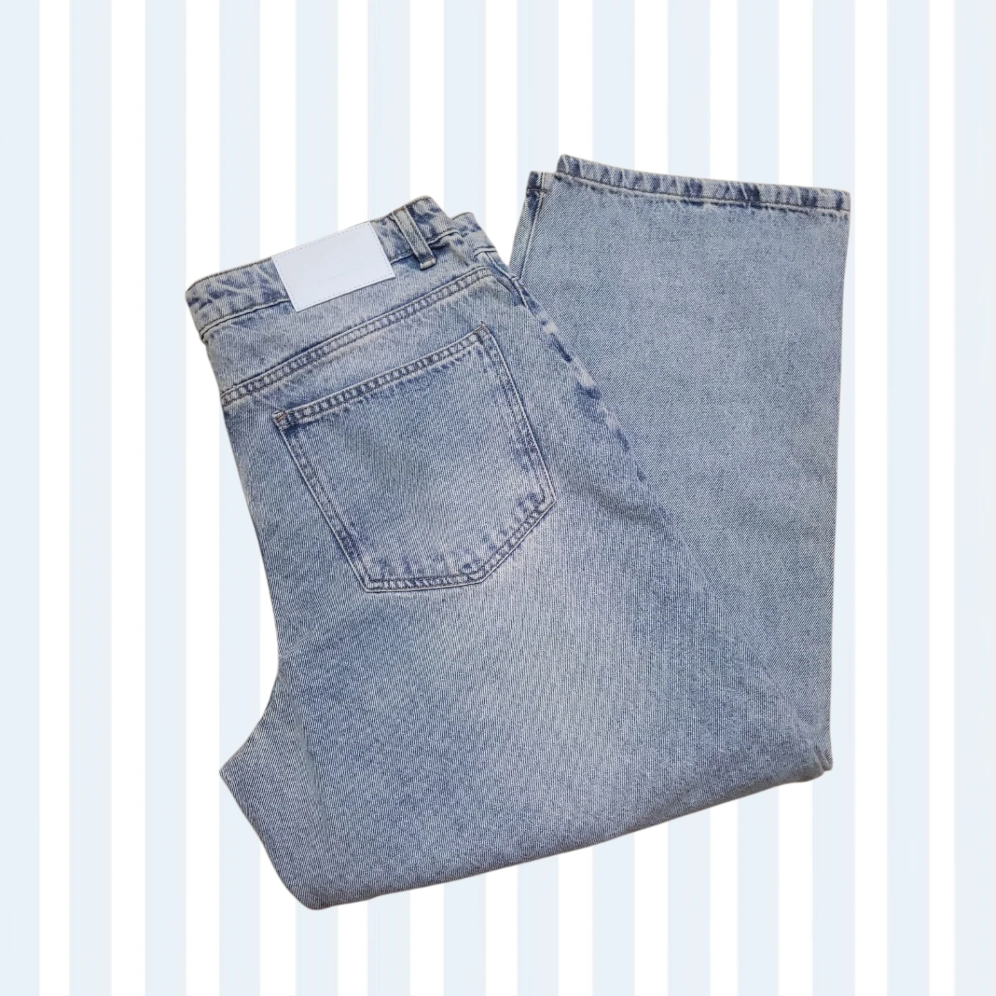 BoohooMAN Men's Loose Baggy Rigid Stonewash Jeans Light Blue 34R - photo 4