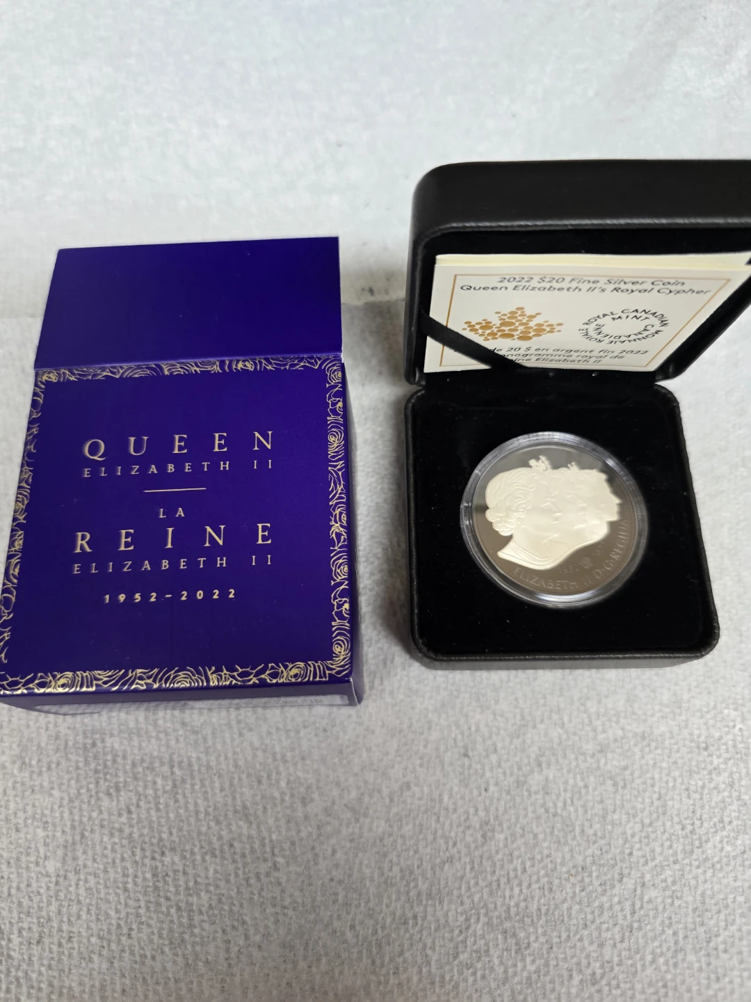 2022 $20 Fine Silver  Coin Queen Elizabeth II's Royal Cypher