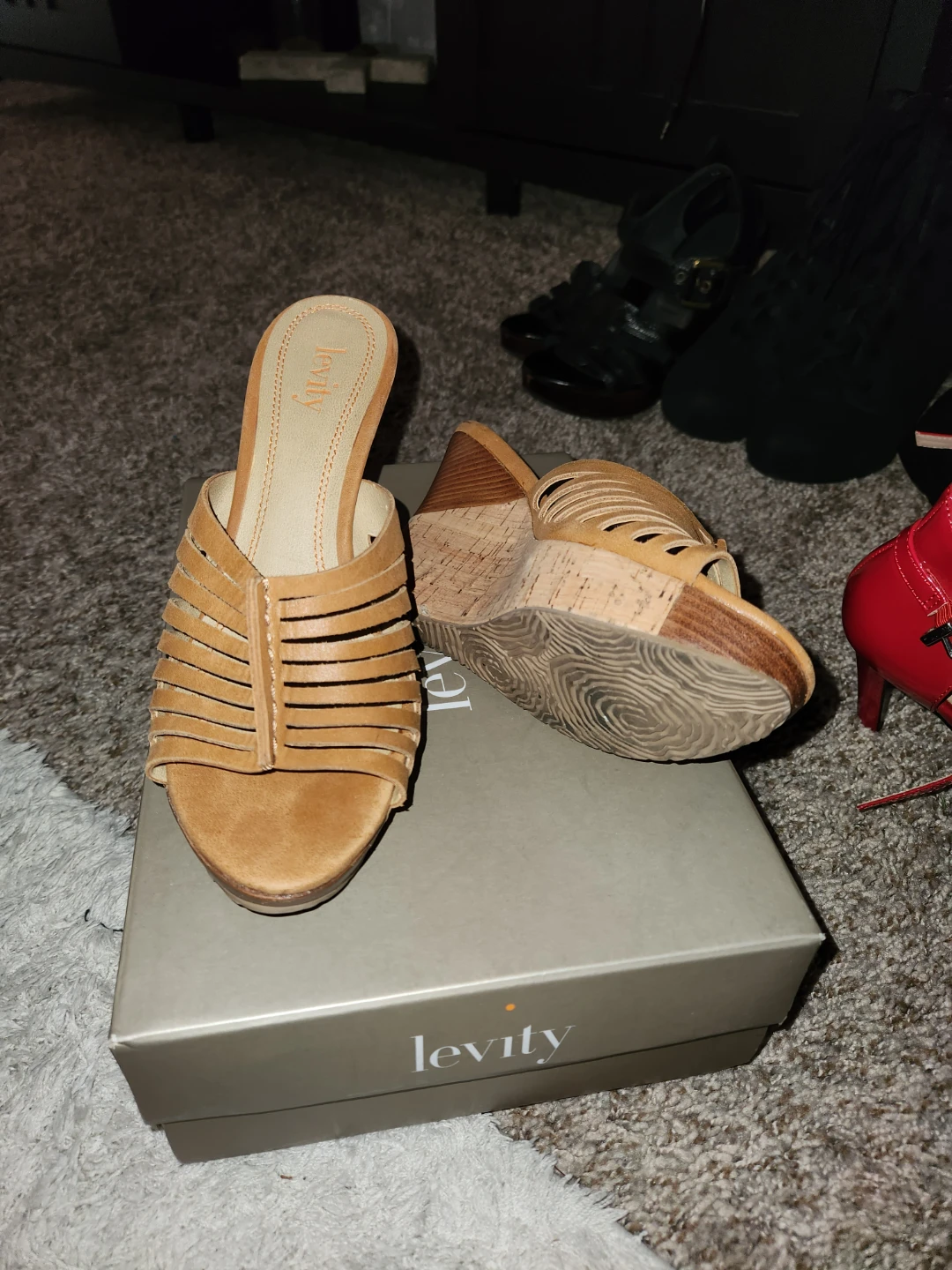 Levity Tan Suede Wedge Mules