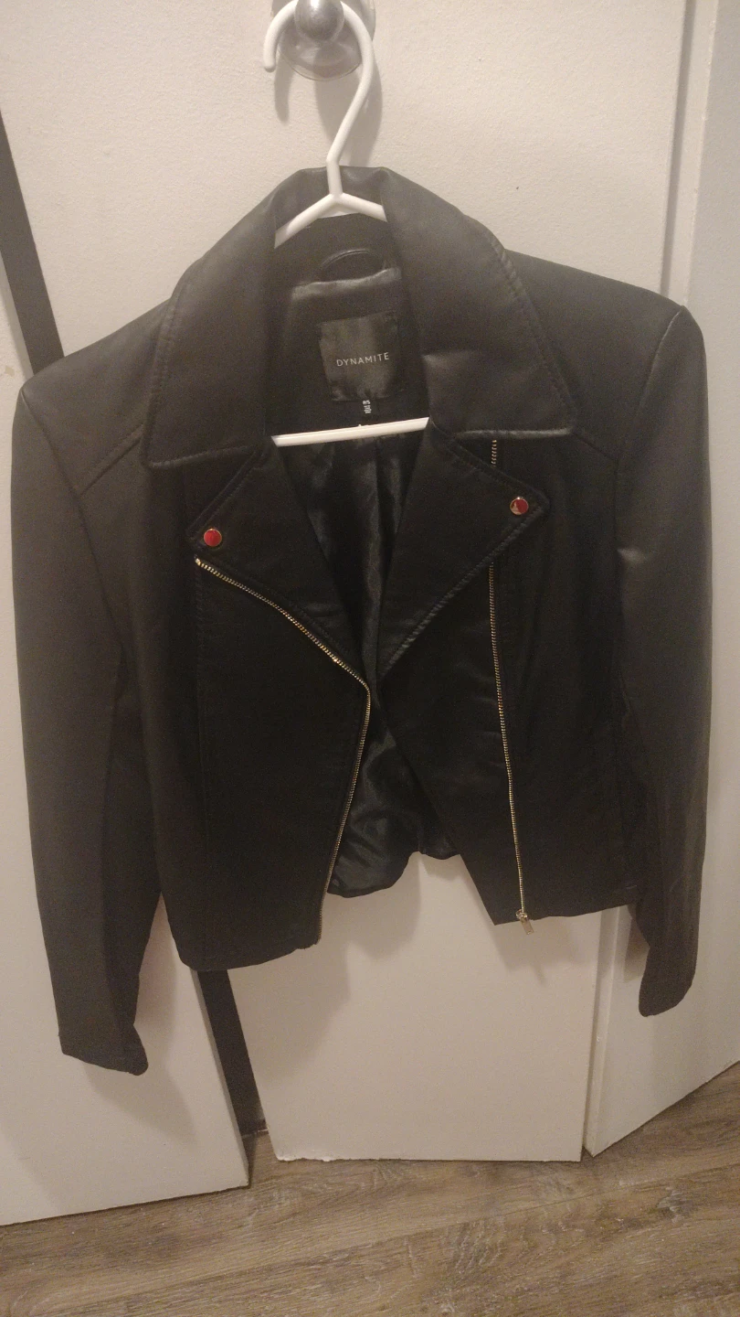 Dynamite Black Faux Leather Biker Jacket - P/S