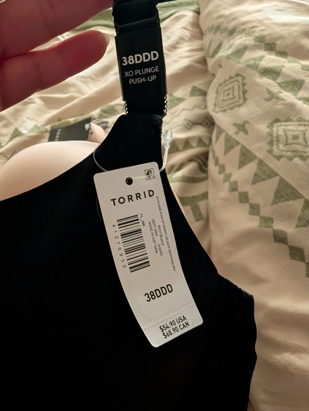 Torrid 38DDD Black and Nude XO Plunge Push-Up Bra - photo 3