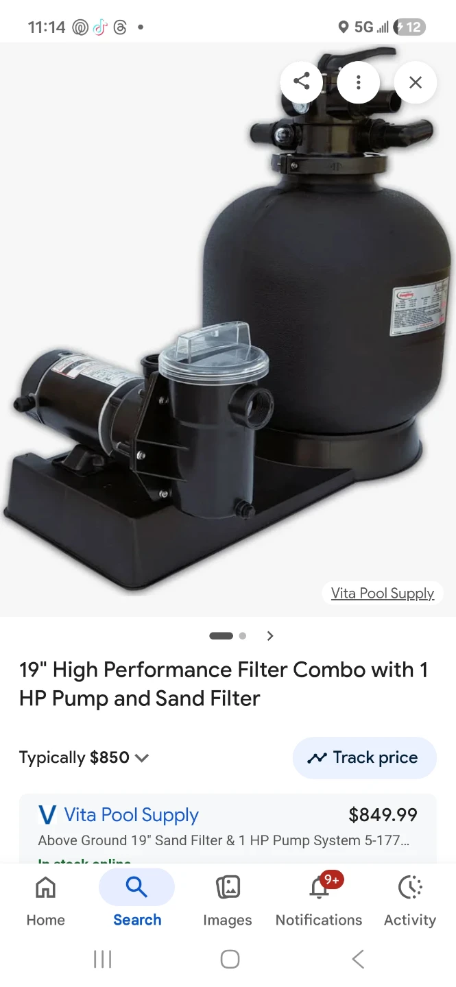 19" High Performance Filter Combo with 1 HP Pump and Sand Filter