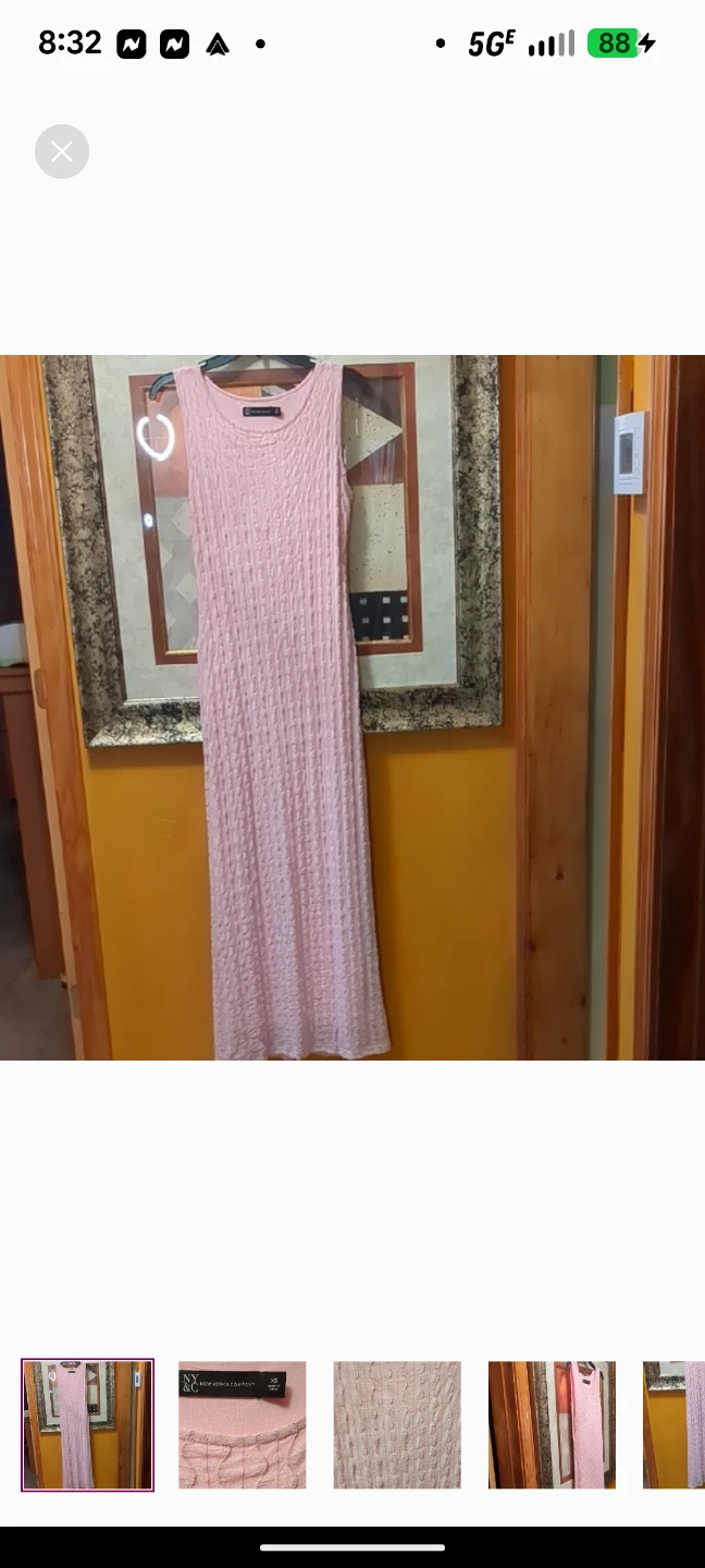 New York & Company Pink Textured Maxi Dress