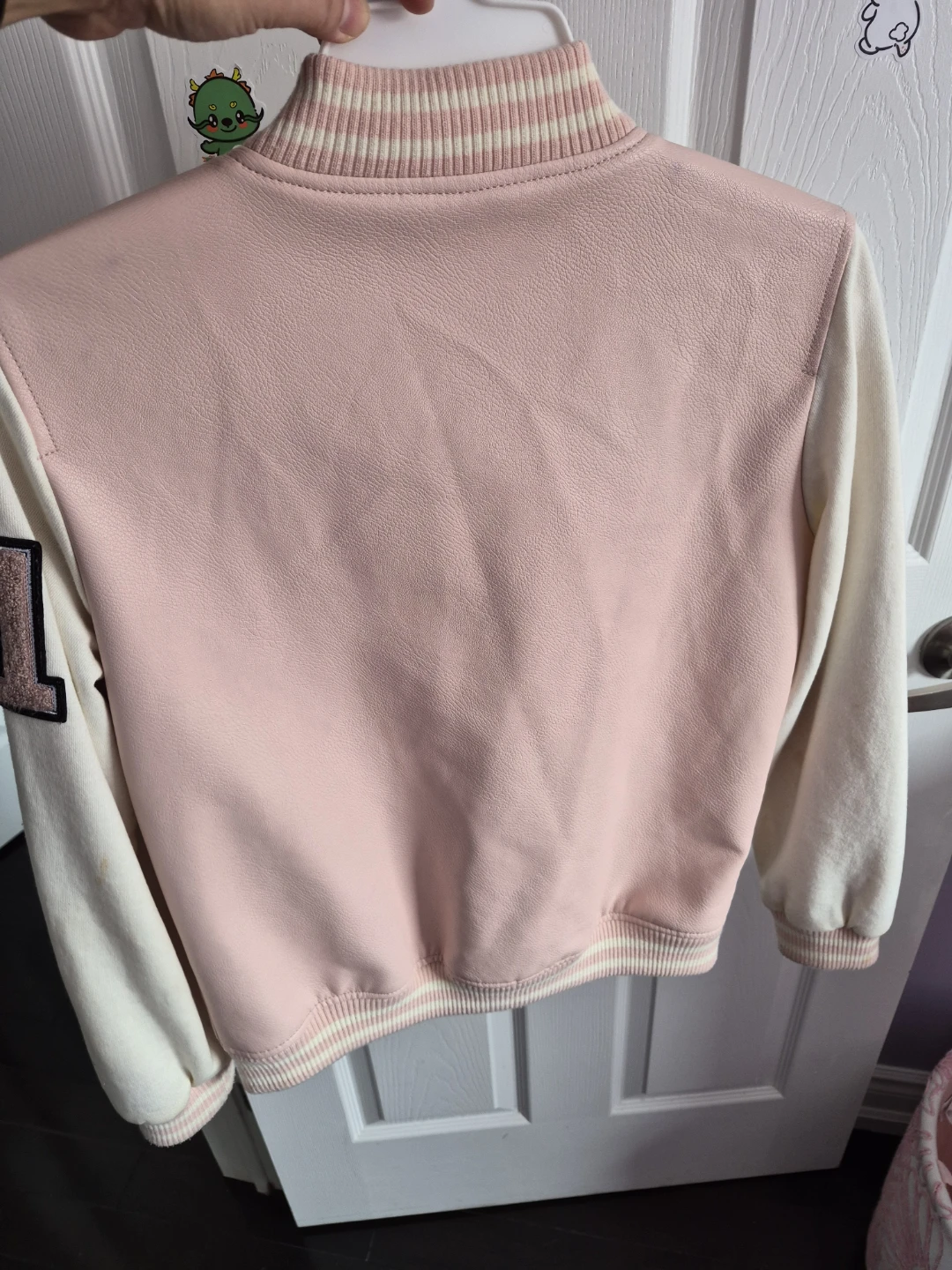 Guess Pink Varsity Bomber Jacket girls size 14 - photo 2