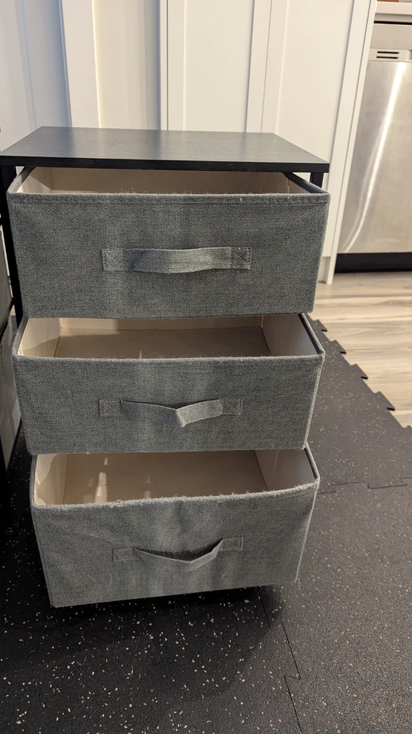 3-Drawer Storage Unit - Grey Fabric Drawers - photo 3