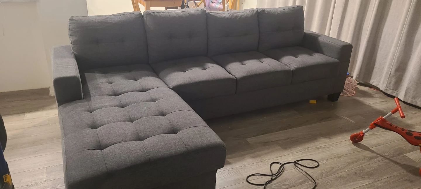 NEW - Grey Sectional Sofa with Storage Chaise - photo 5