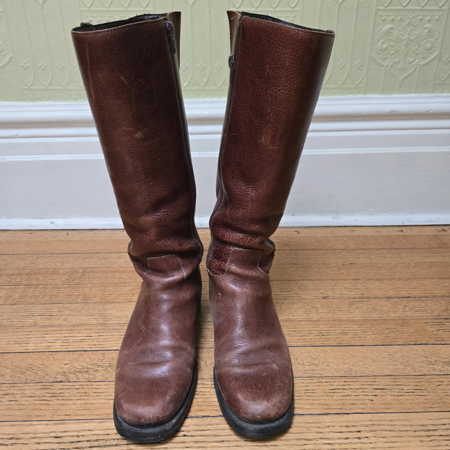 Brown Leather Knee-High Boots