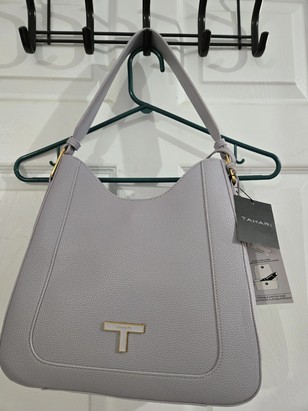 Tahari Lavender Faux Leather Shoulder Bag