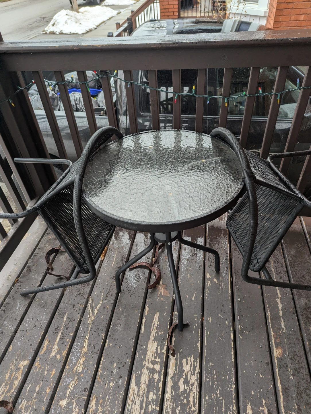 Wicker Bistro Set with Glass Top Table - photo 2