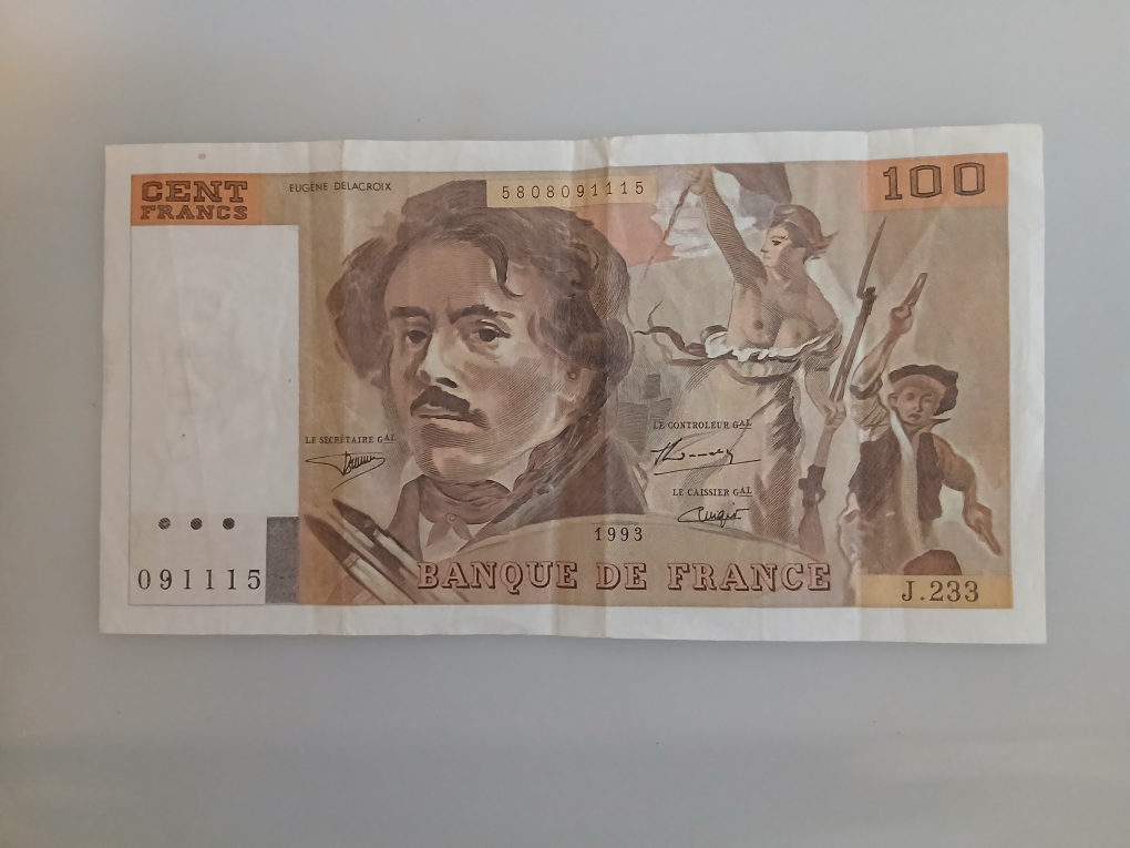 Vintage100 Francs Banknote - Banque de France 1993