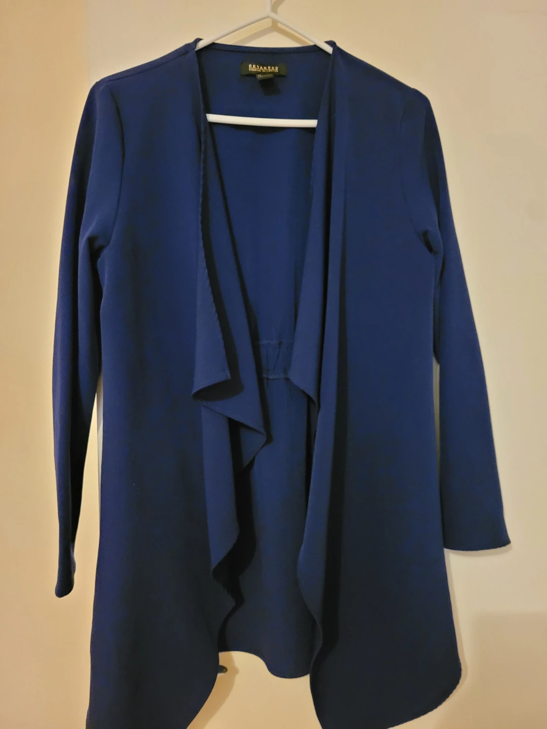 Branded Open Front Cardigan - Blue