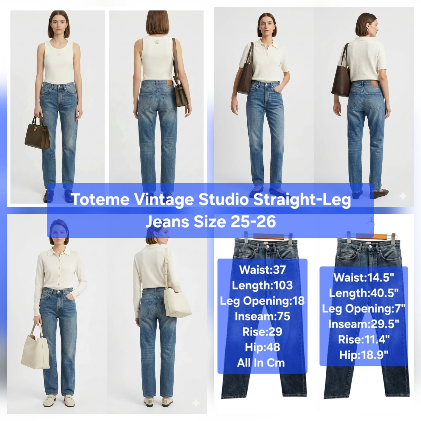 Toteme Vintage Studio Straight-Leg Jeans  Size 25-26