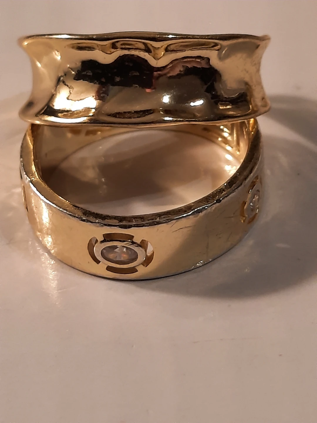 Goldover silver  stackable rings with accent stones - photo 4