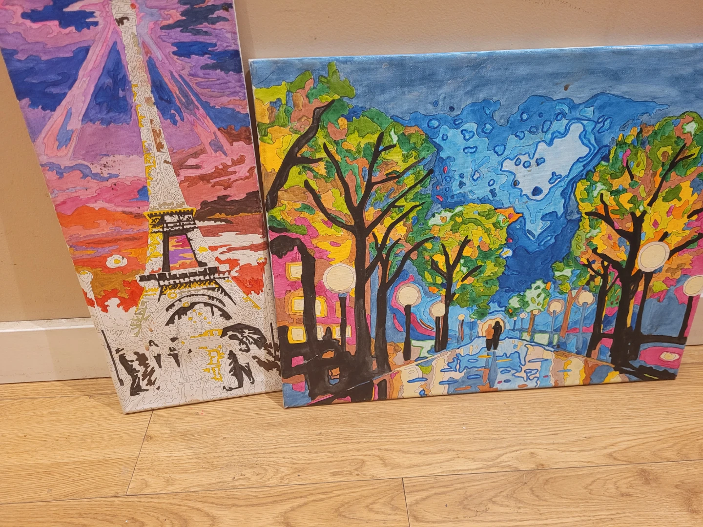 Paint by Numbers Canvas Art - Eiffel Tower & City Park Scenes