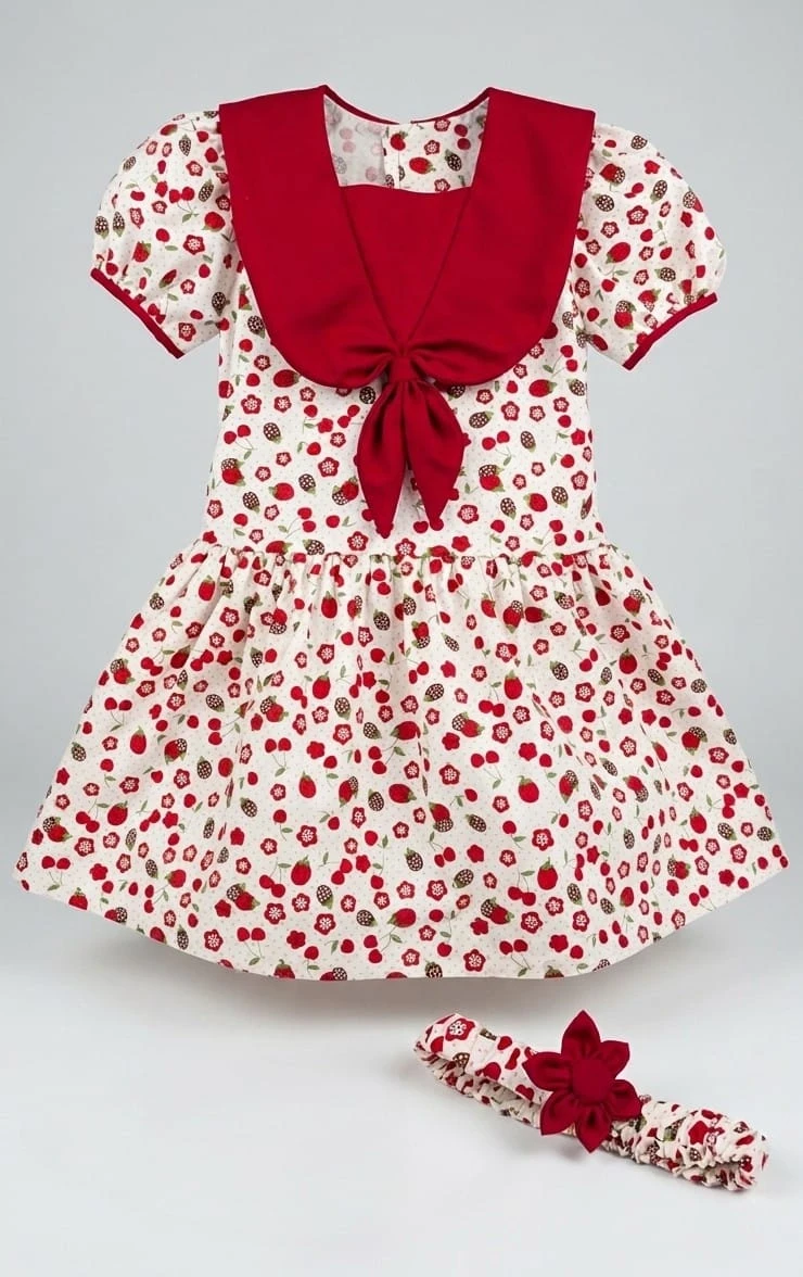 Kids' Berry Print Dress with Matching Headband