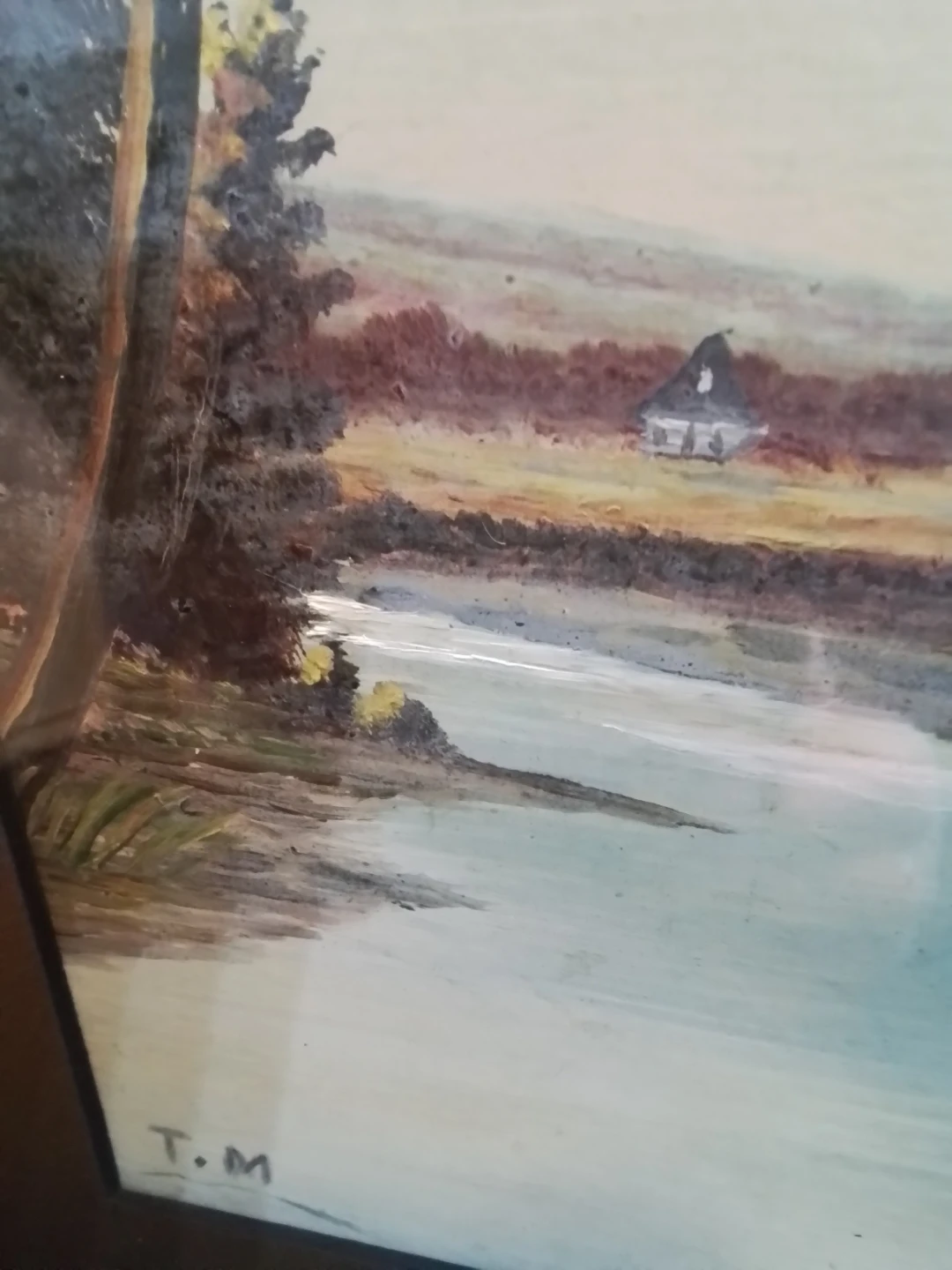 Framed Landscape Painting Signed T.M. - photo 3
