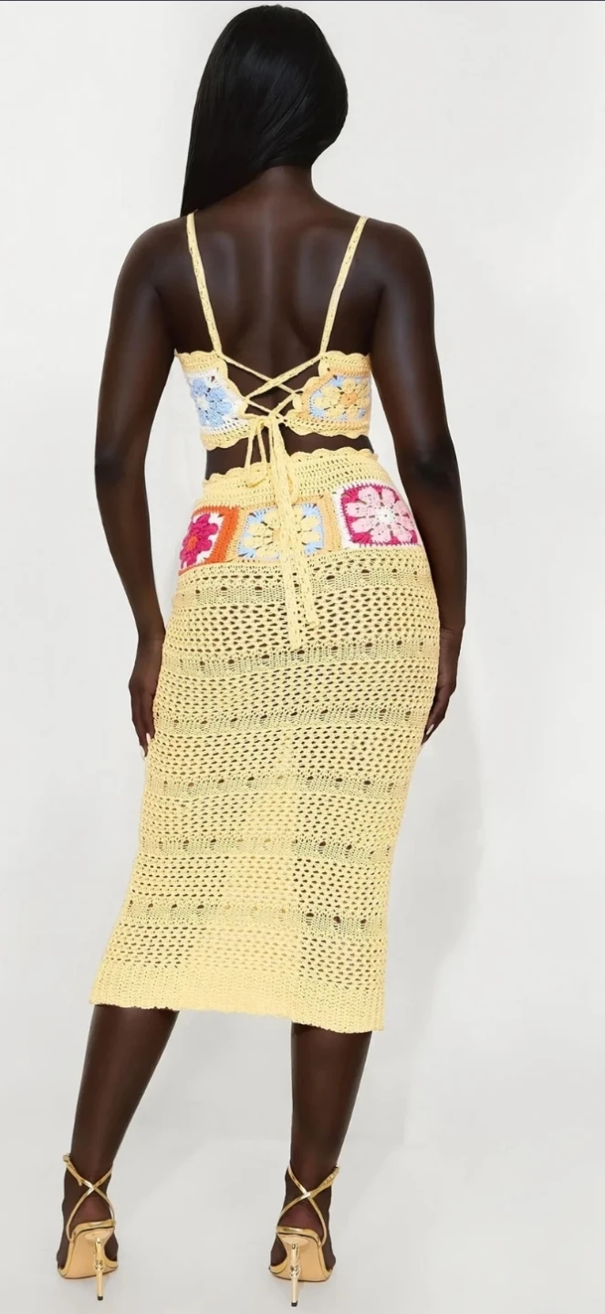 Crocheted Crop Top and Skirt Set - photo 2