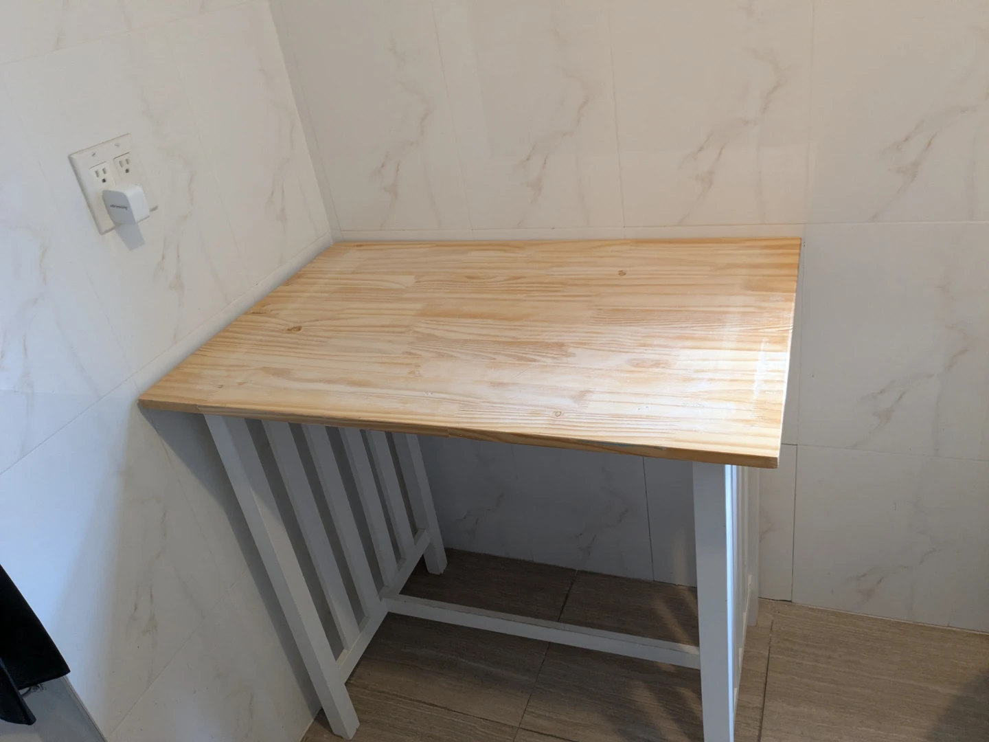 Pine Wood Top Console Table