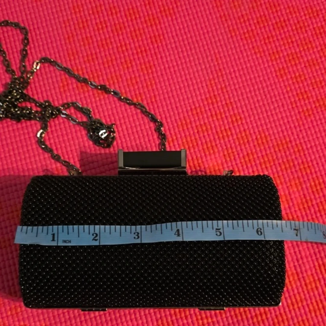 Black Beaded Clutch with Chain - photo 4