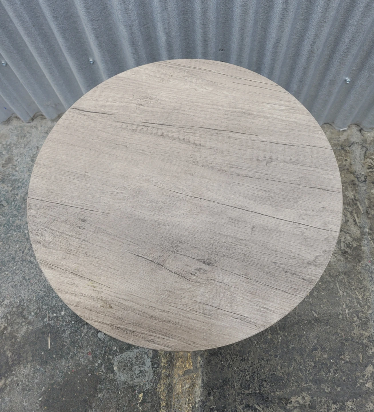 Round Side Table with Wood Top and Black Metal Base - photo 3
