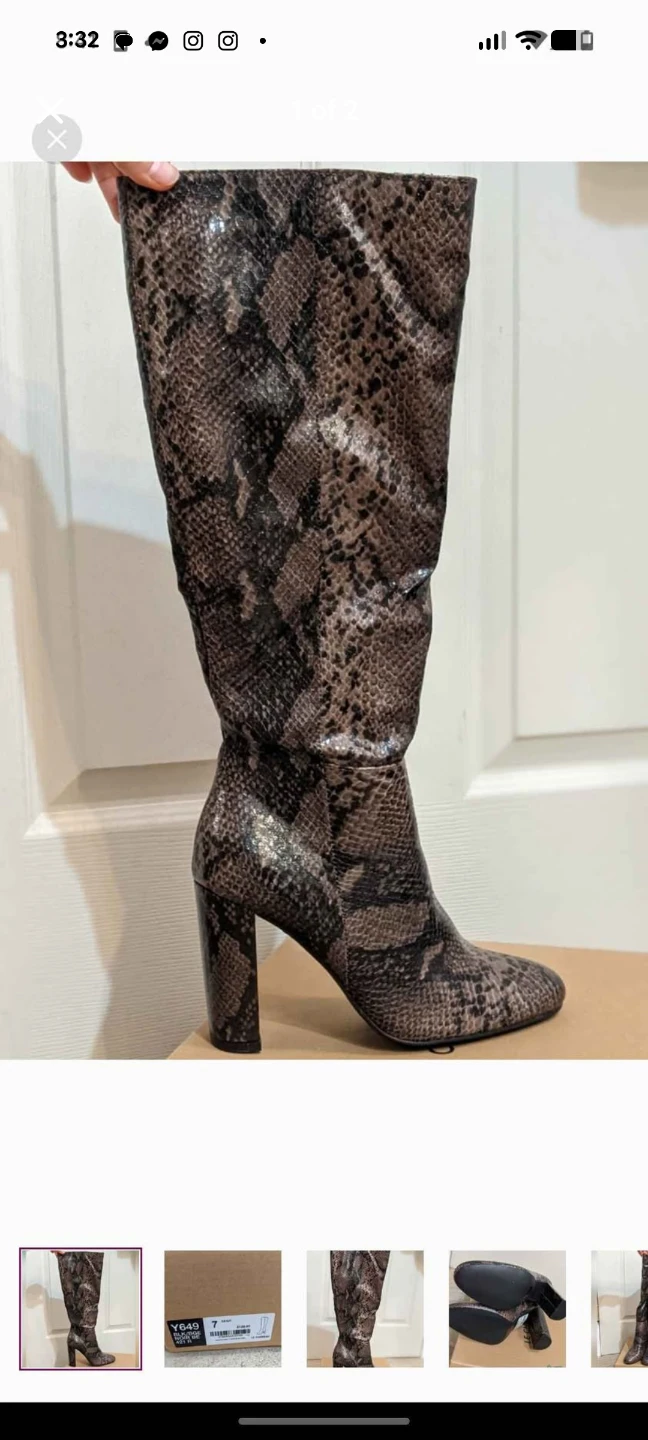 Le Château Snake Print Knee-High Boots - Size 7