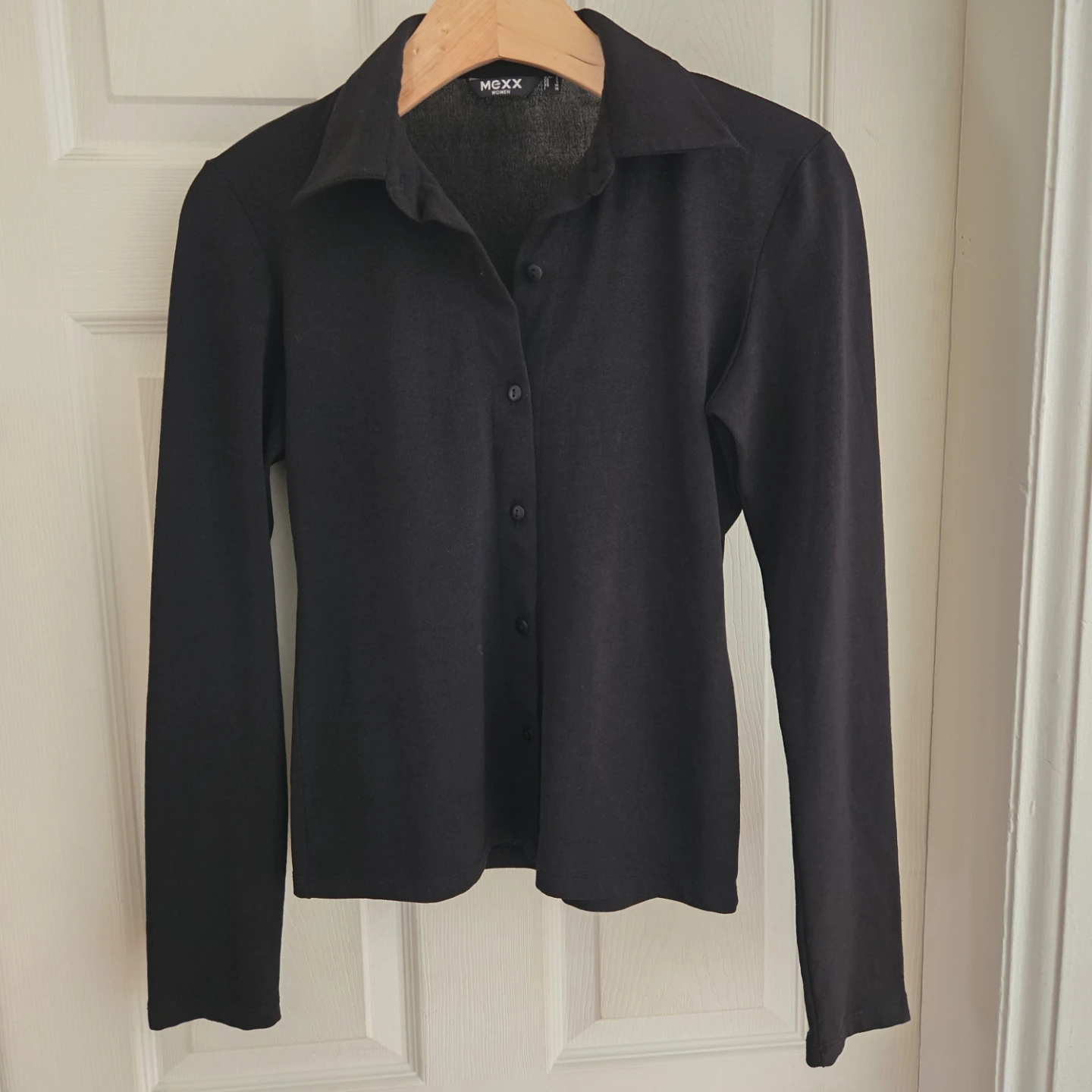 MEXX Women Black Long Sleeve Button-Up Shirt