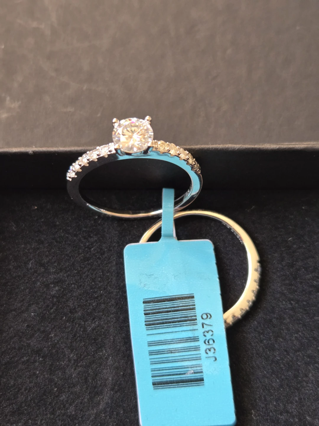 Sterling Silver Moissanite Engagement Ring Set Size 9 - photo 2