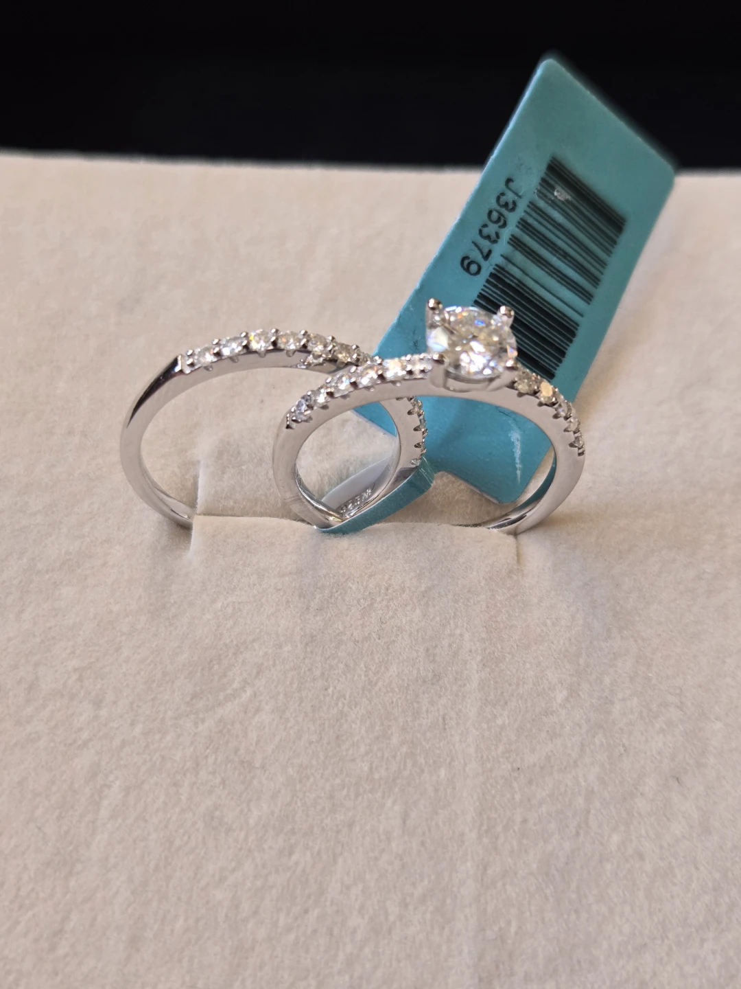Sterling Silver Moissanite Engagement Ring Set Size 9 - photo 4