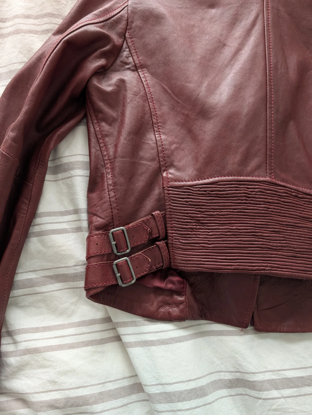 Diesel Burgundy Leather Biker Jacket - photo 2