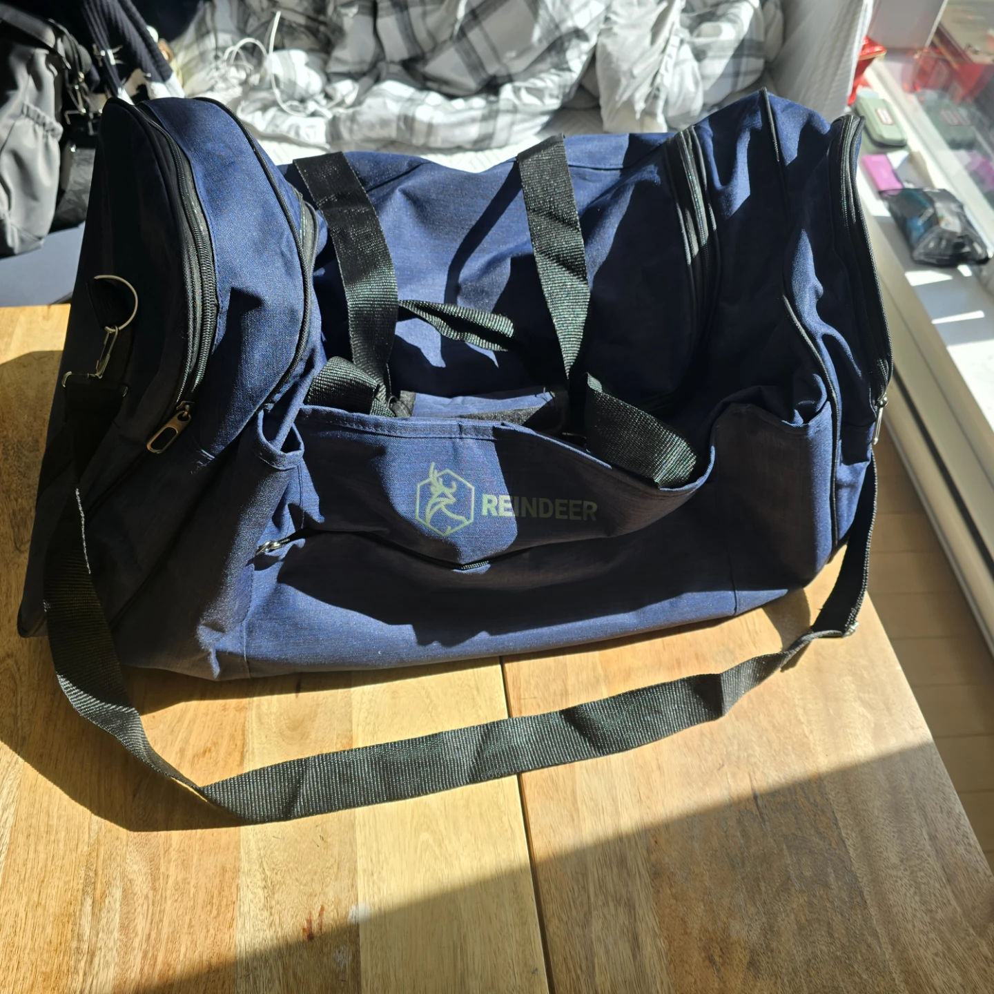 Reindeer Blue Duffle Bag