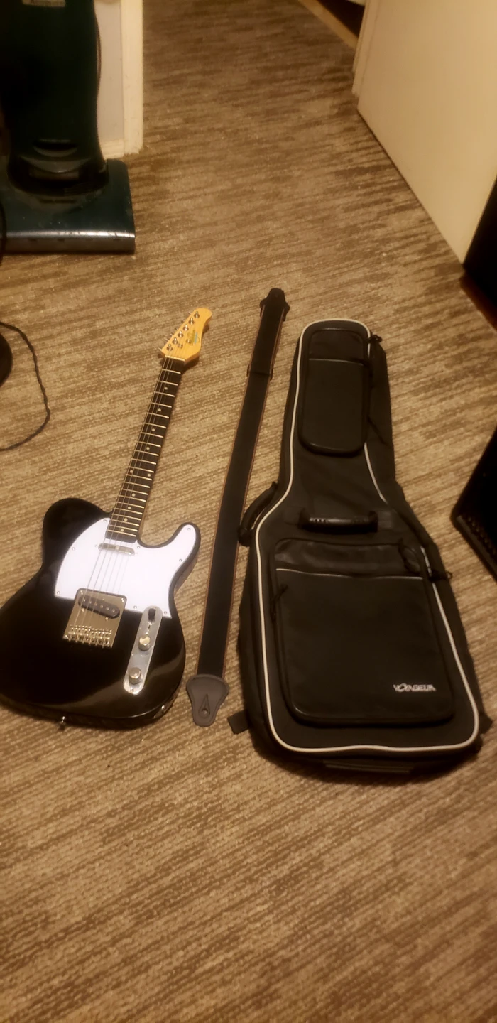 Oscar Schmidt by Washburn Black Tele+GigBag+Strap