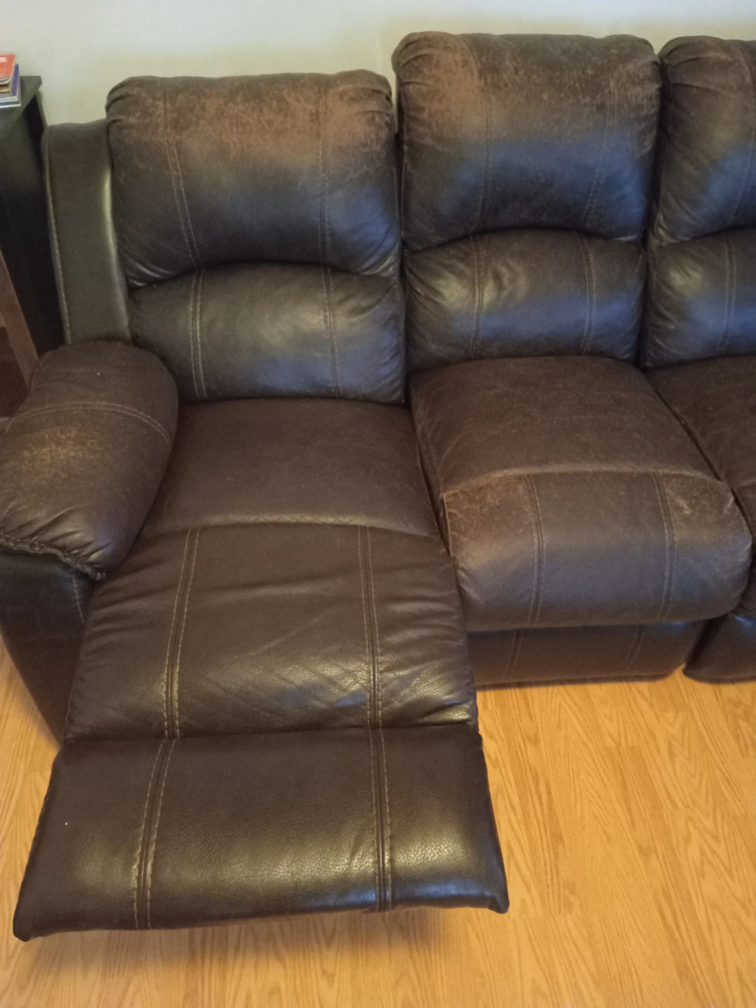 Brown Leather 3-Seater Reclining Sofa - photo 2