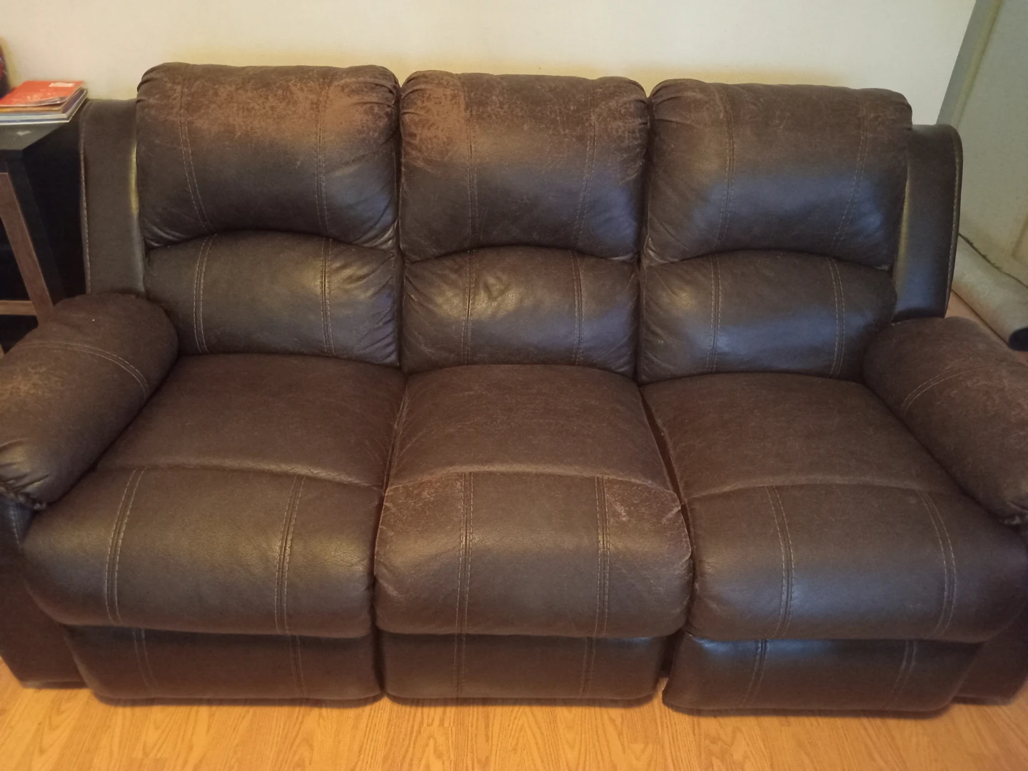 Brown Leather 3-Seater Reclining Sofa - photo 3