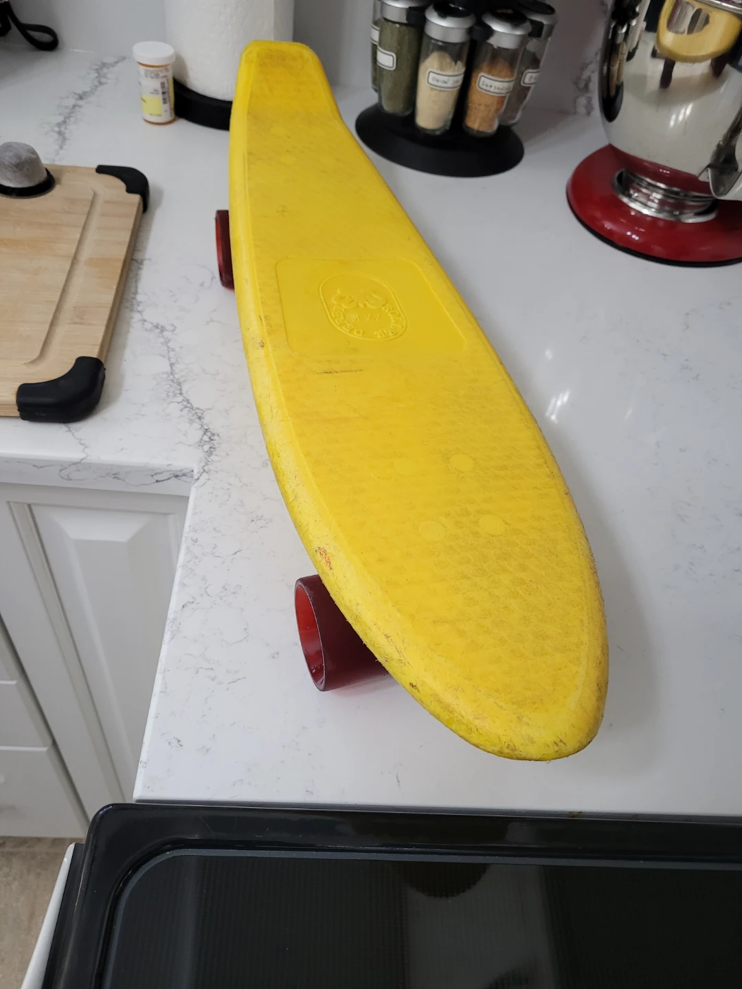 Yellow banana skateboard