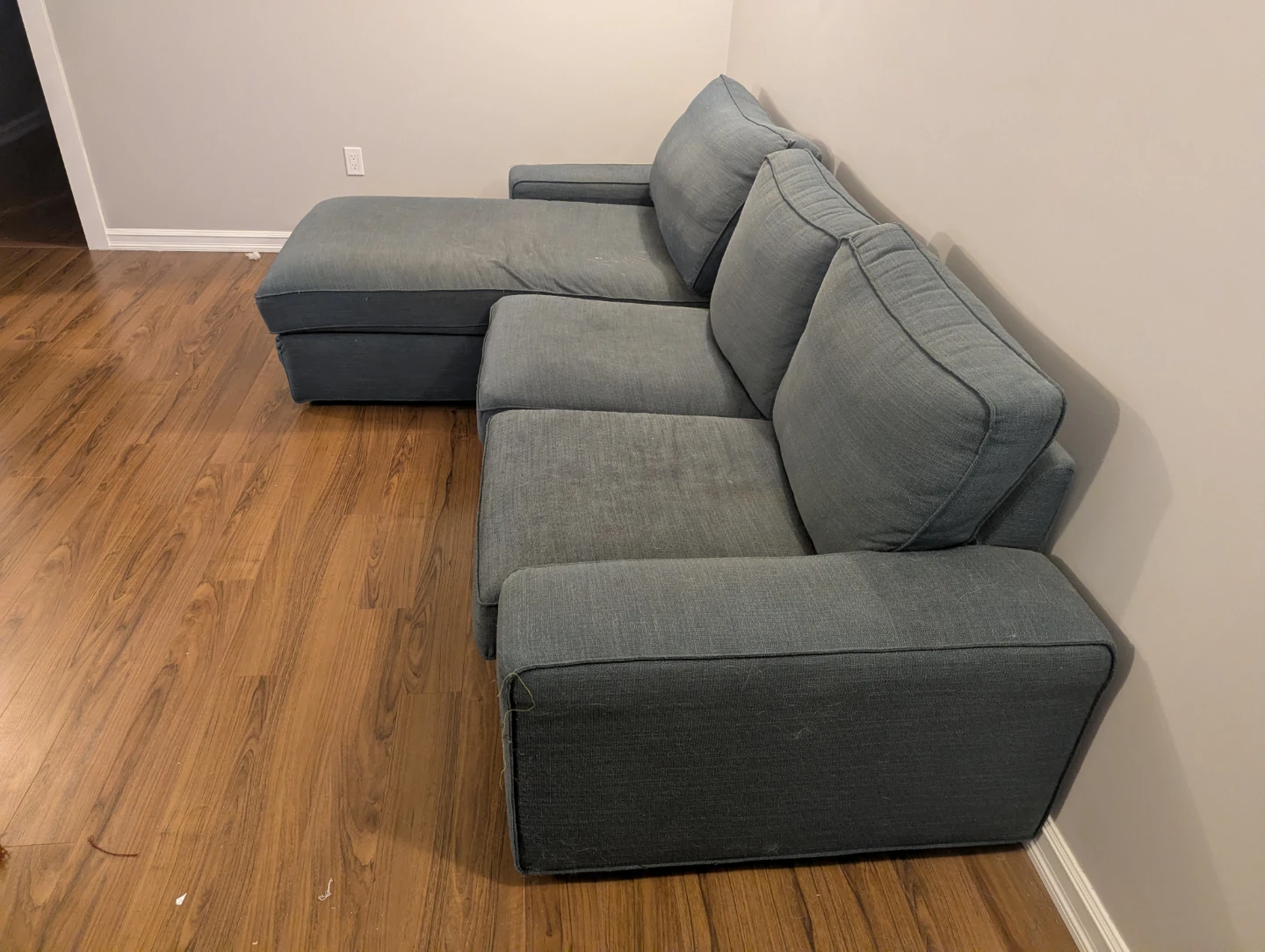 Ikea kivik Blue Sectional Sofa with Chaise - photo 3