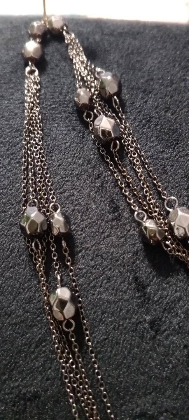 Vintage 🔥 Silver Tone Layered Beaded Necklace - photo 4