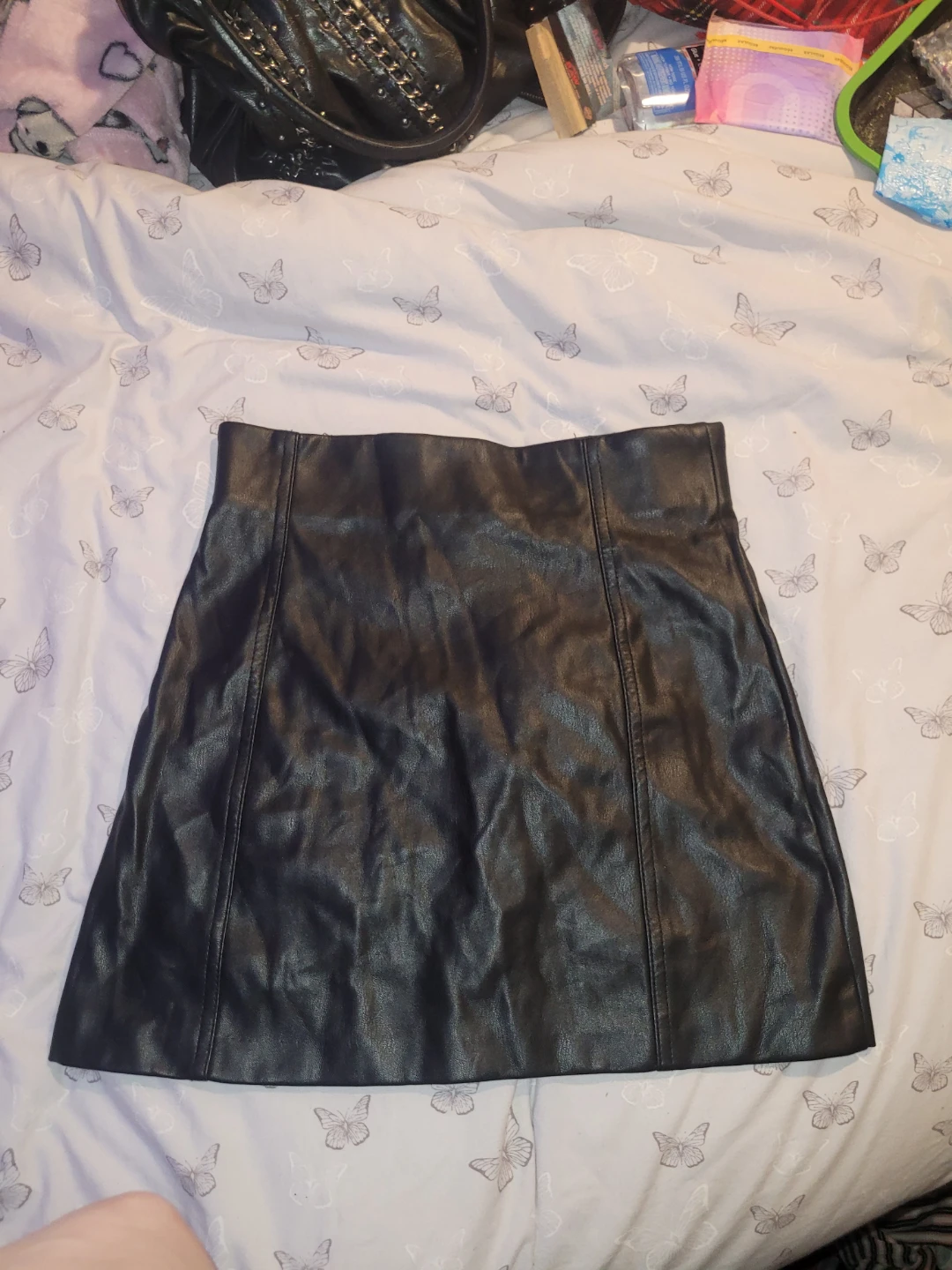 Zara Black Faux Leather Mini Skirt - Size S