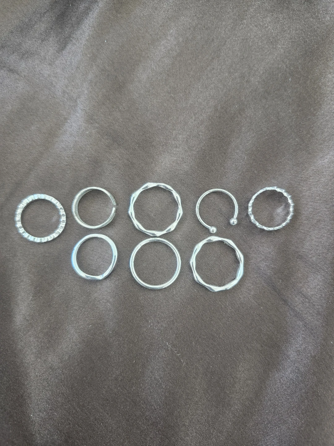 Set of 7 Silver-Tone Stacking Rings